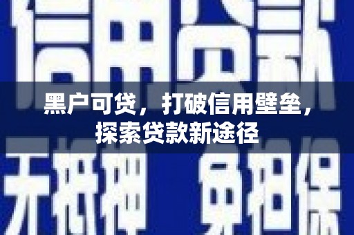 越秀黑户可贷，打破信用壁垒，探索贷款新途径
