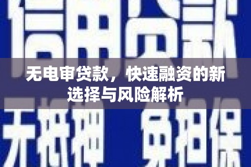 越秀无电审贷款，快速融资的新选择与风险解析